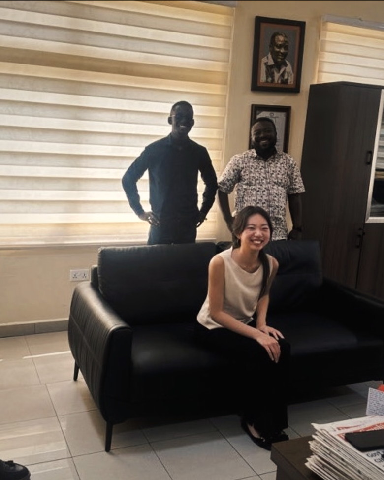 Adeline with partners at a hospital office in Accra